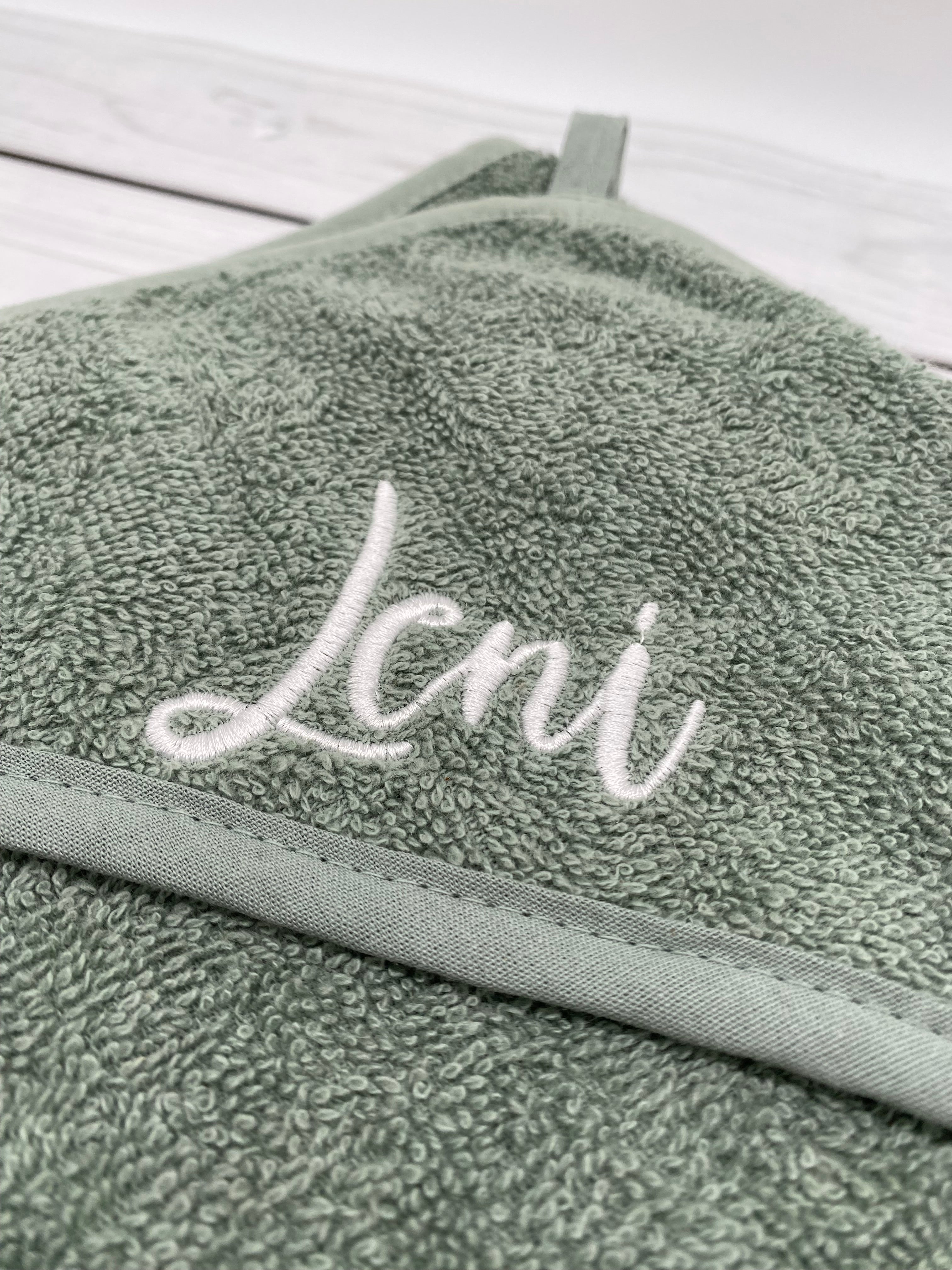 Kapuzenhandtuch bestickt mit Name - 2 Farben 100x100cm personalisiert
