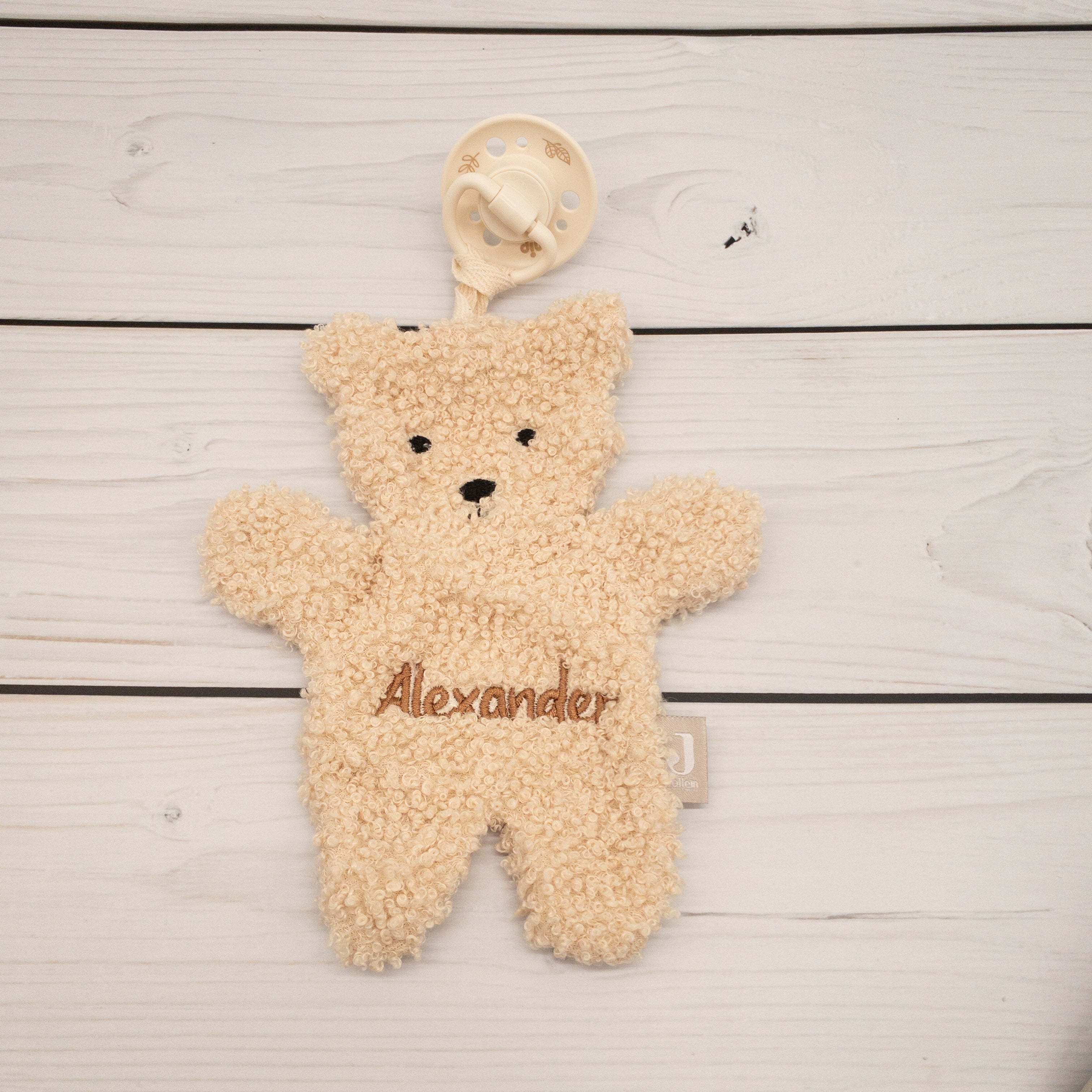 Schmusetuch Teddy in beige mit Personalisierung für Babys Schnllertuch