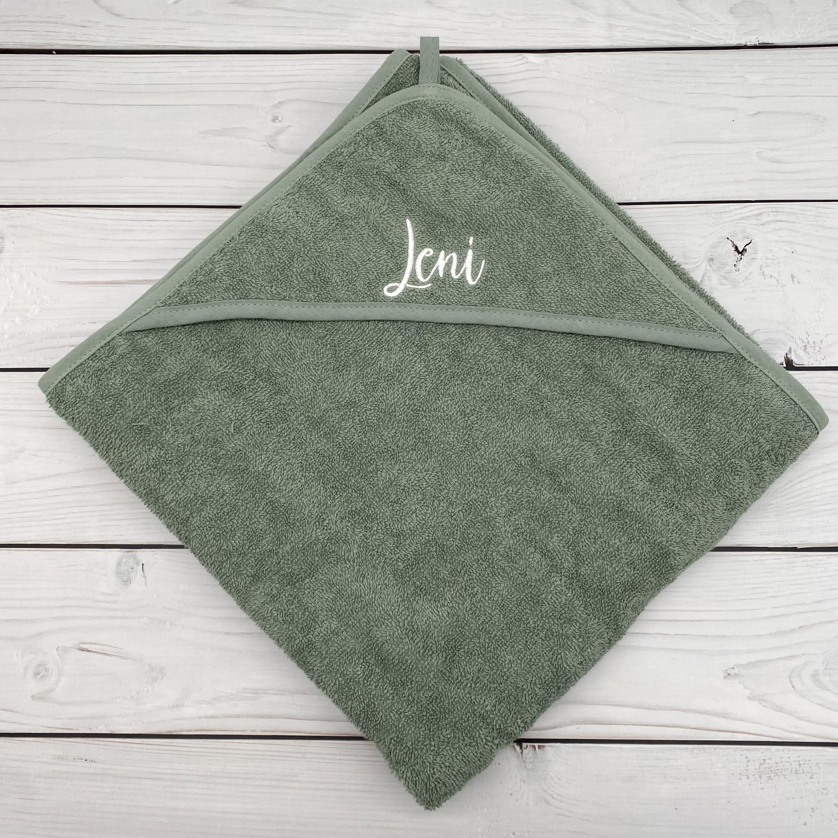 Kapuzenhandtuch bestickt mit Name - 3 Farben 100x100cm personalisiert