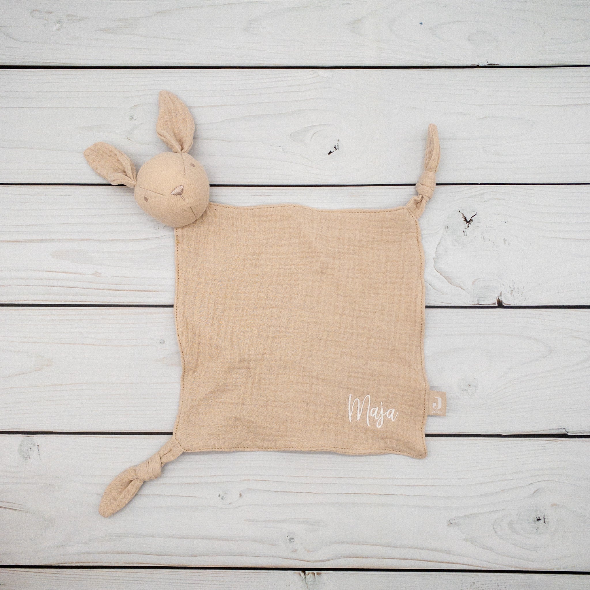 Schnuffeltuch Schmusetuch Hase beige mit Personalisierung für Babys