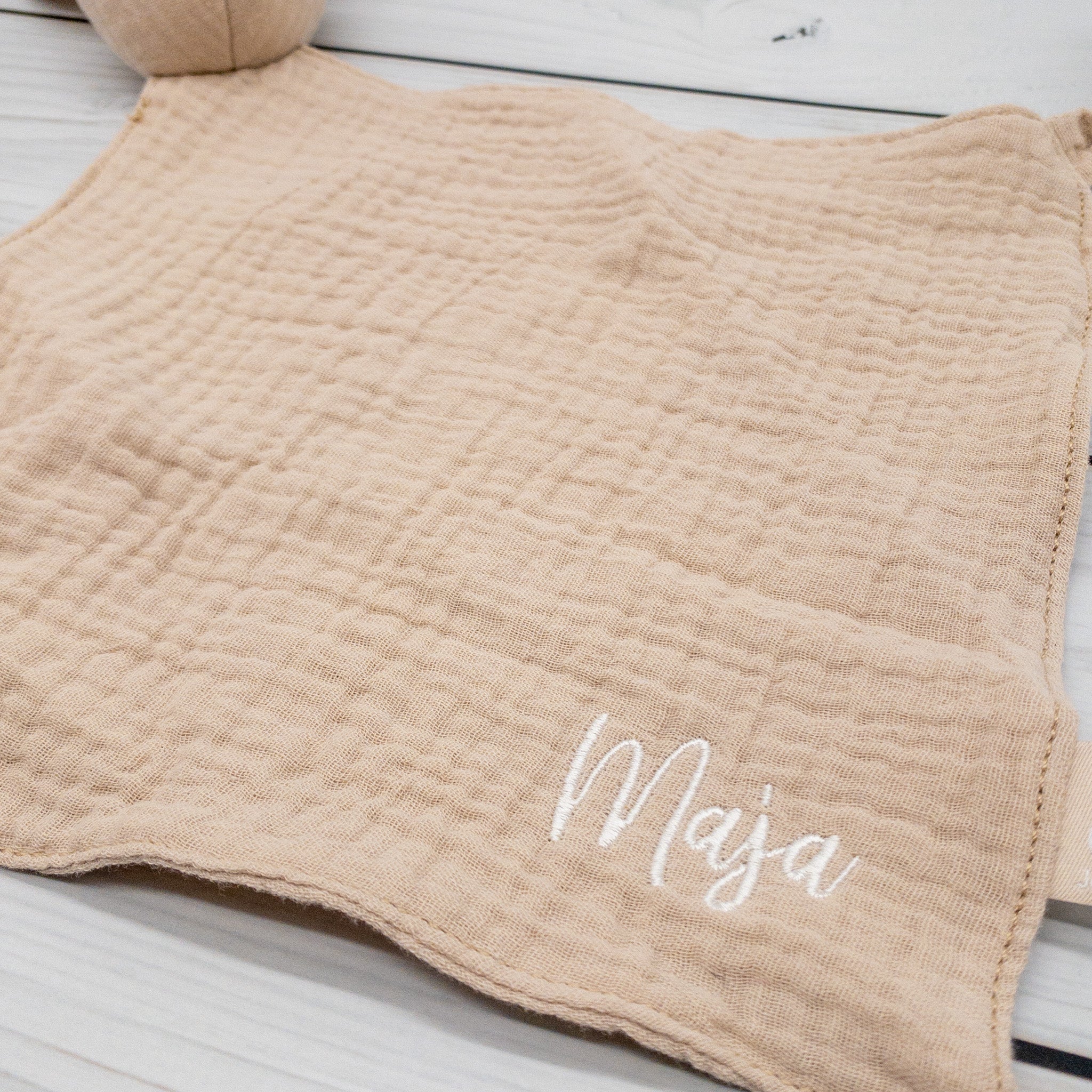 Schnuffeltuch Schmusetuch Hase beige mit Personalisierung für Babys