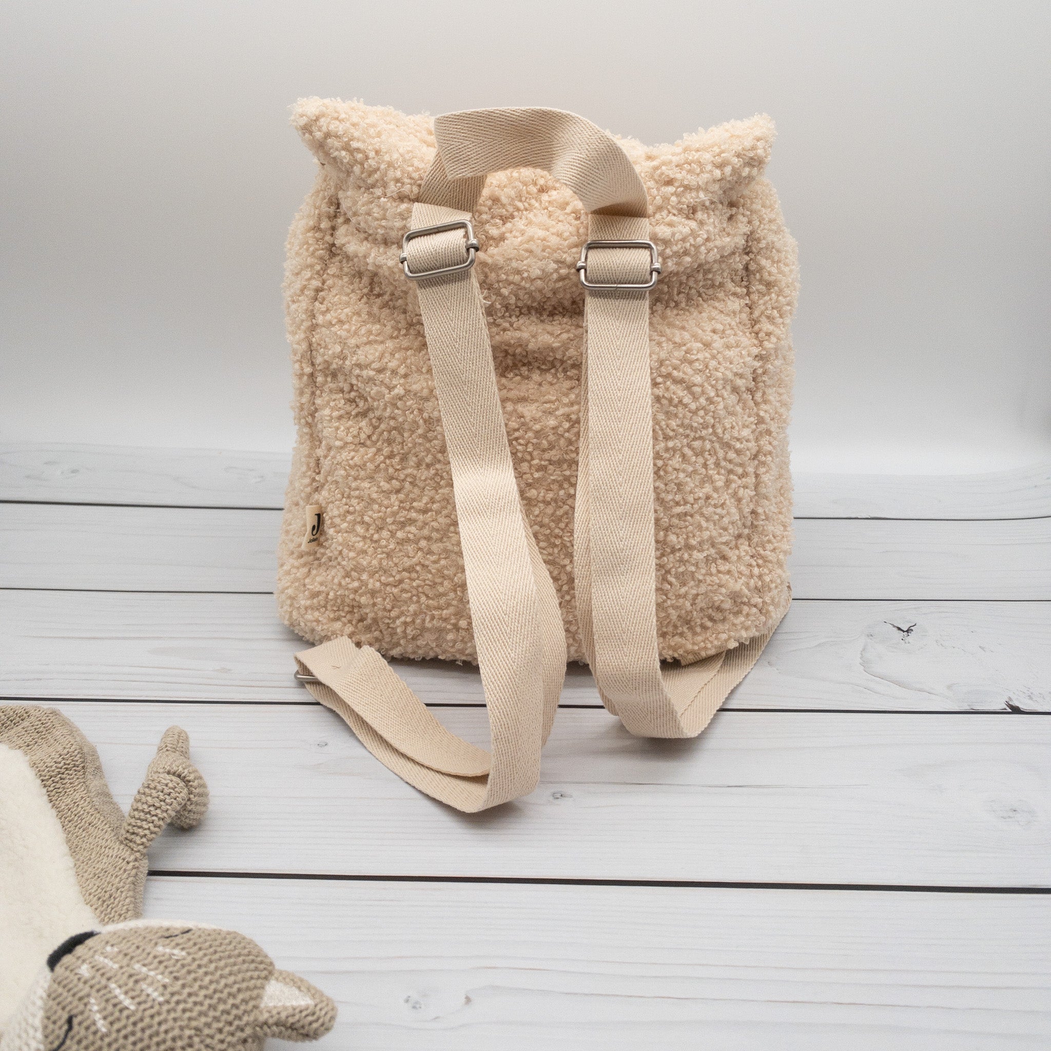 Teddy Kinderrucksack beige personalisiert aus Bouclé