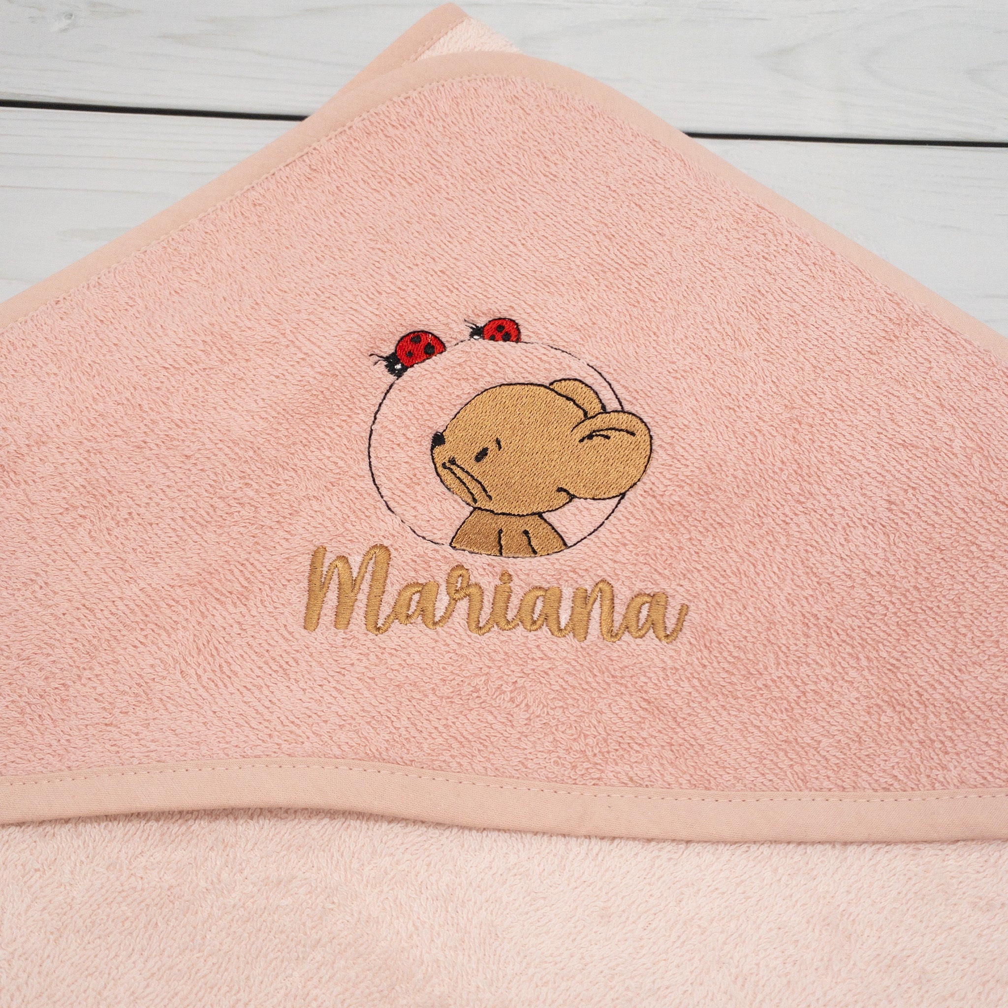 Kapuzenhandtuch mit Maus und Namen personalisiert 100x100cm
