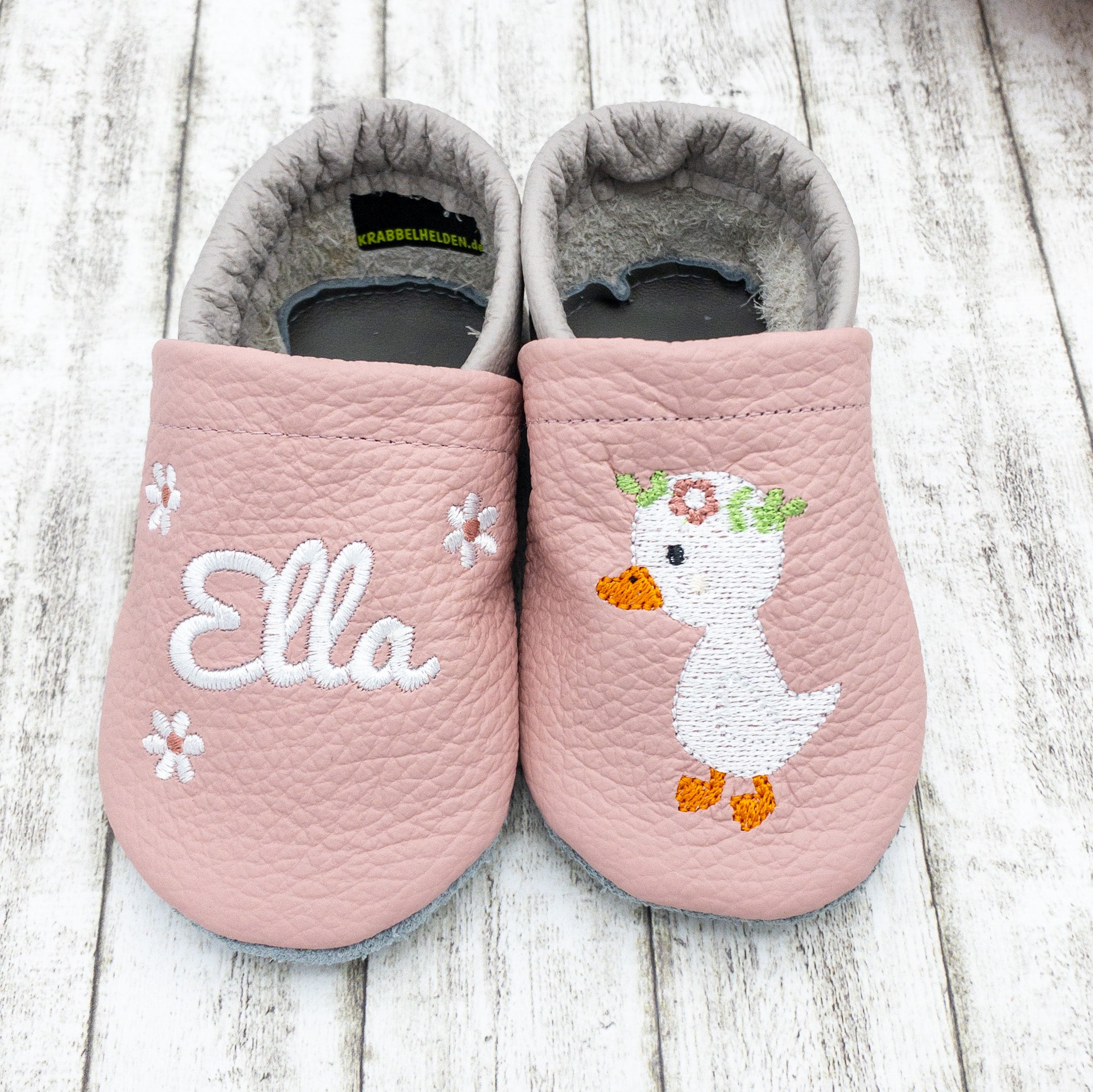 Geschenk-Set Gans - Kapuzenhandtuch und Krabbelschuhe mit Namen