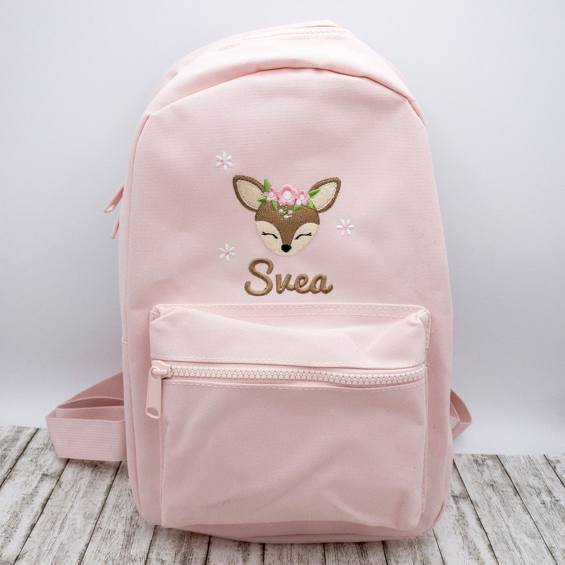 Kinderrucksack personalisiert mit Name und Boho Reh bestickt