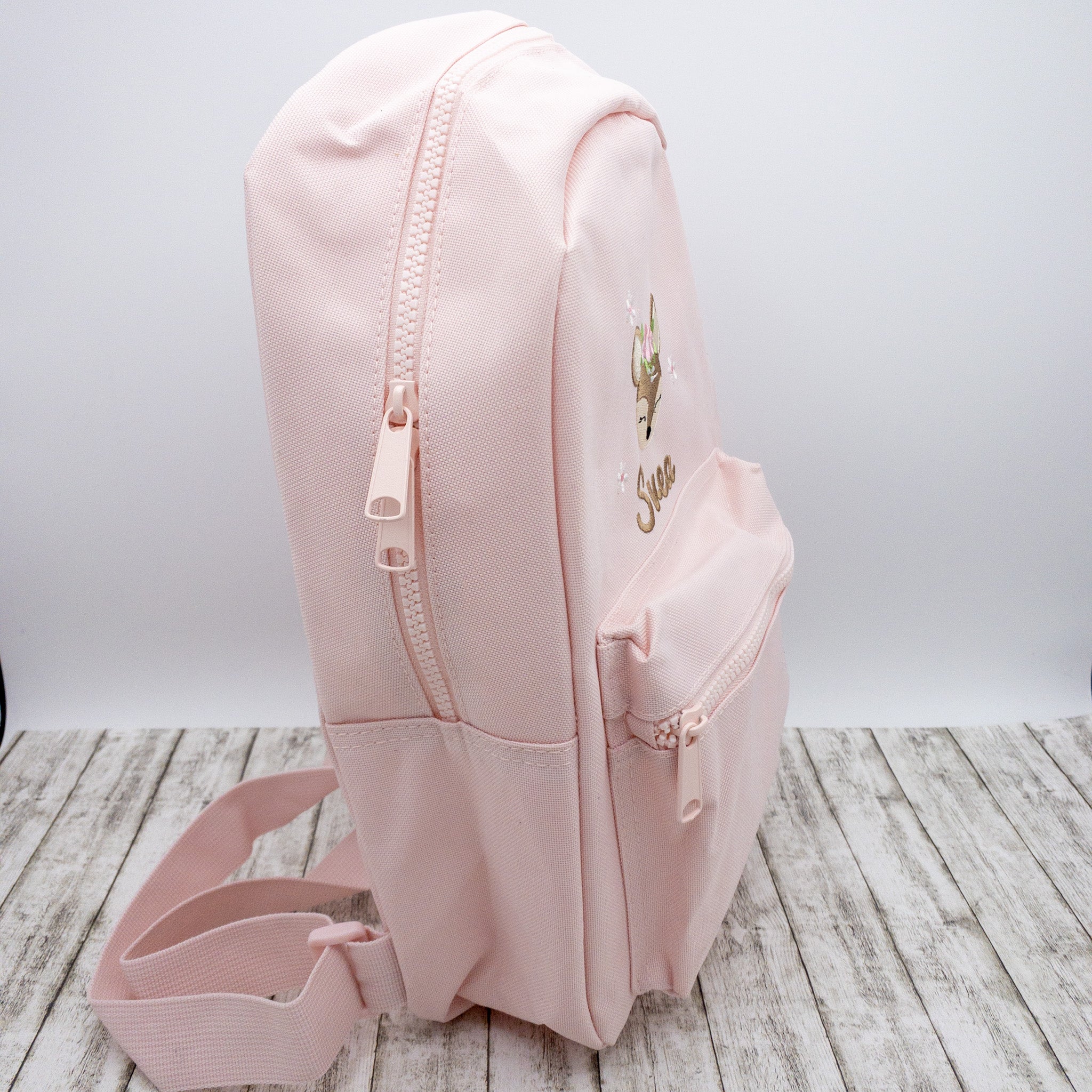 Kinderrucksack personalisiert mit Name und Boho Reh bestickt
