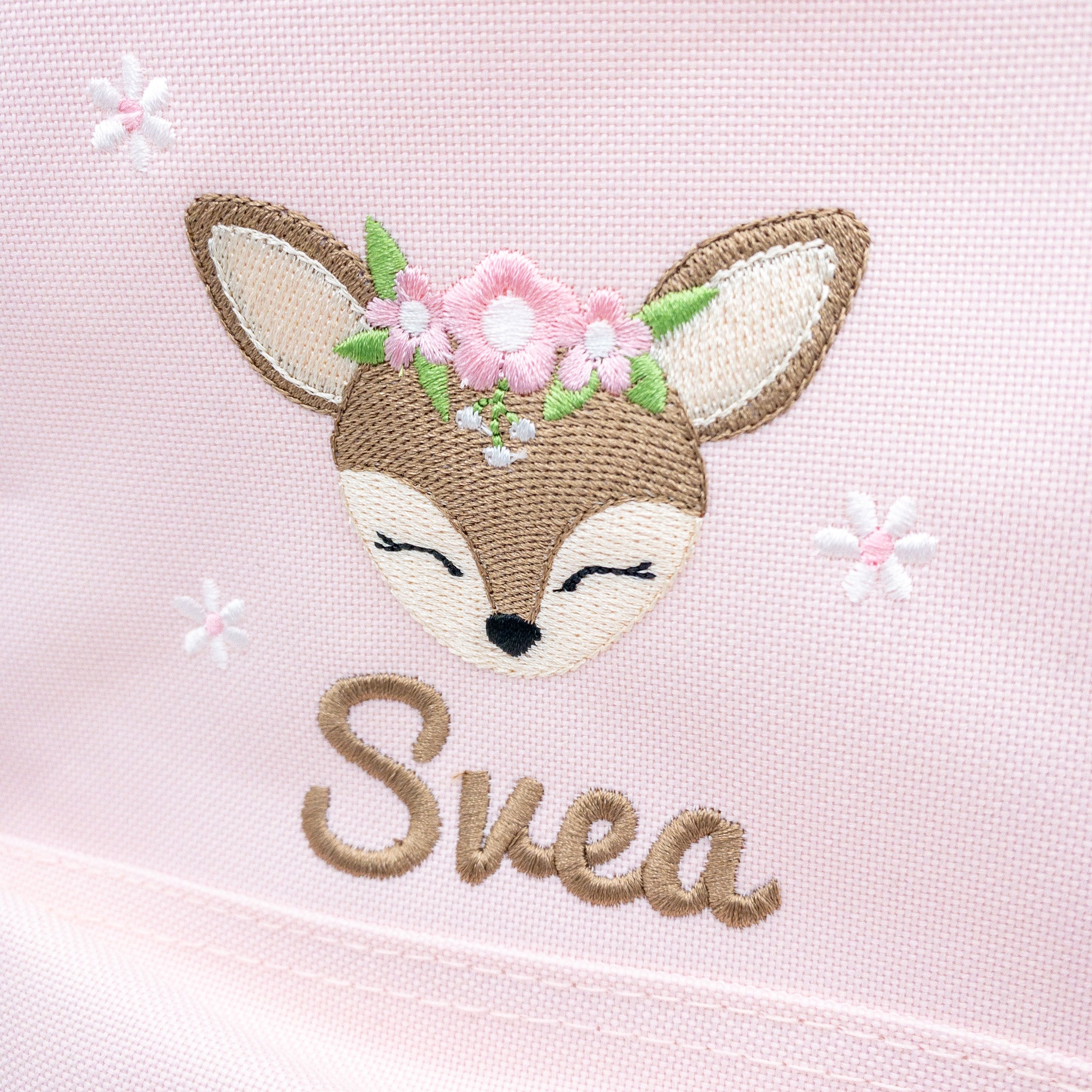 Kinderrucksack personalisiert mit Name und Boho Reh bestickt