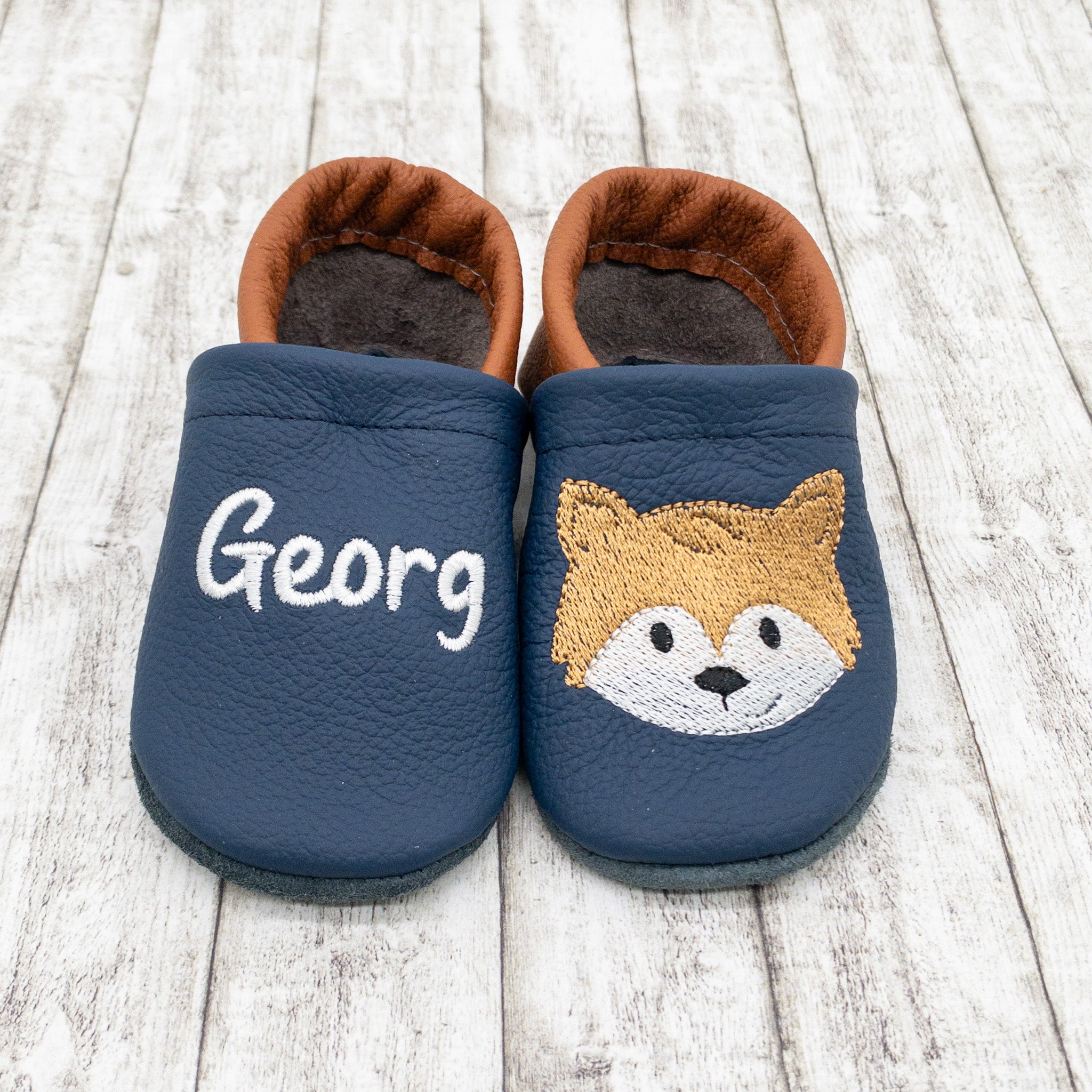 Geschenk-Set Fuchs - Kapuzenhandtuch und Krabbelschuhe mit Namen