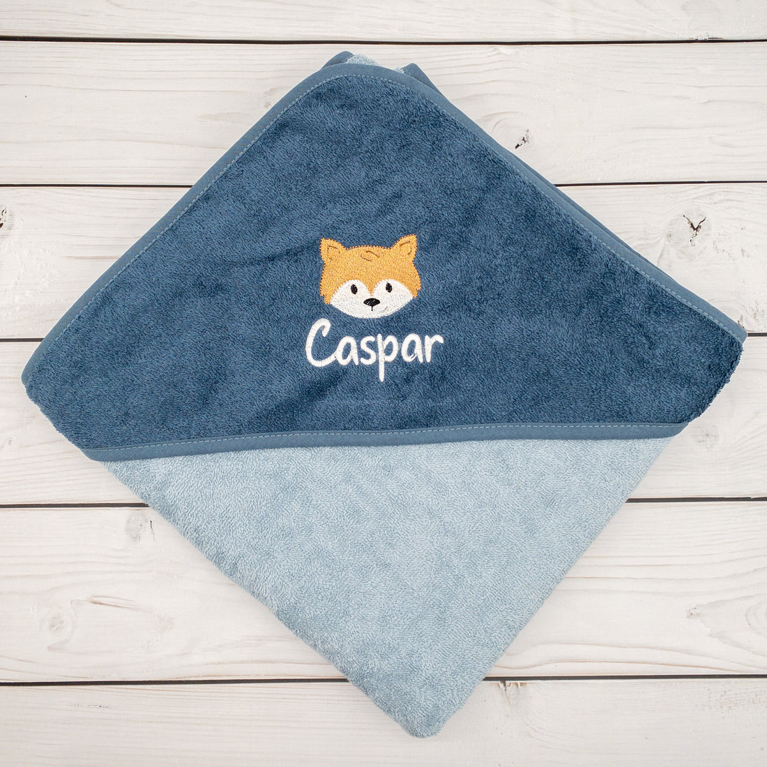 Geschenk-Set Fuchs - Kapuzenhandtuch und Krabbelschuhe mit Namen