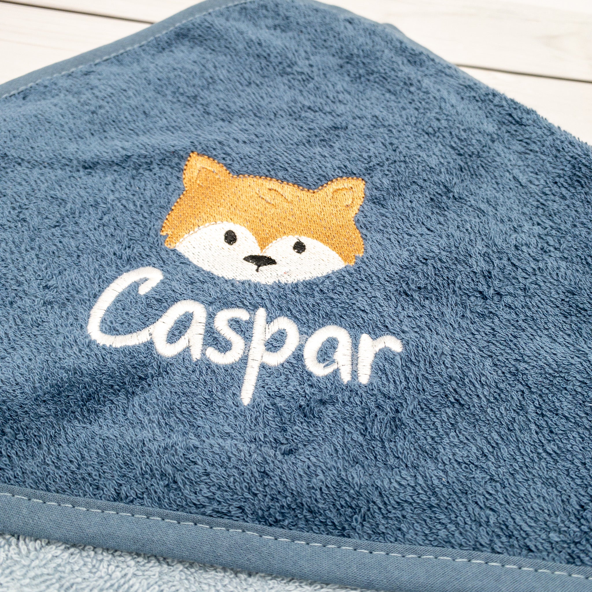 Geschenk-Set Fuchs - Kapuzenhandtuch und Krabbelschuhe mit Namen