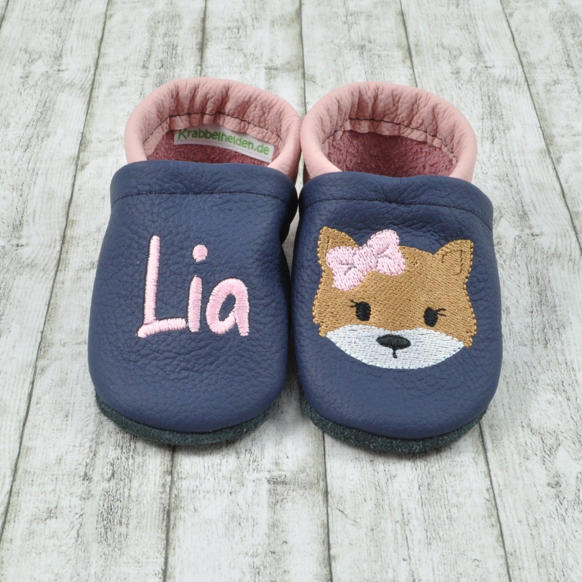 Krabbelschuhe Fuchs Schleife vorne