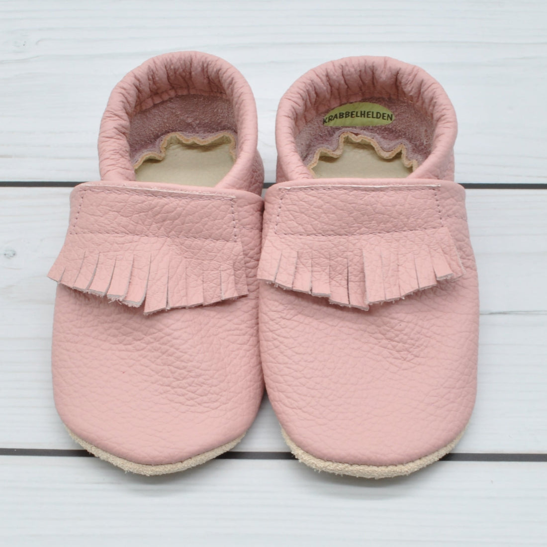 Krabbelschuhe in rosa im Moccasin Design in Größe 22