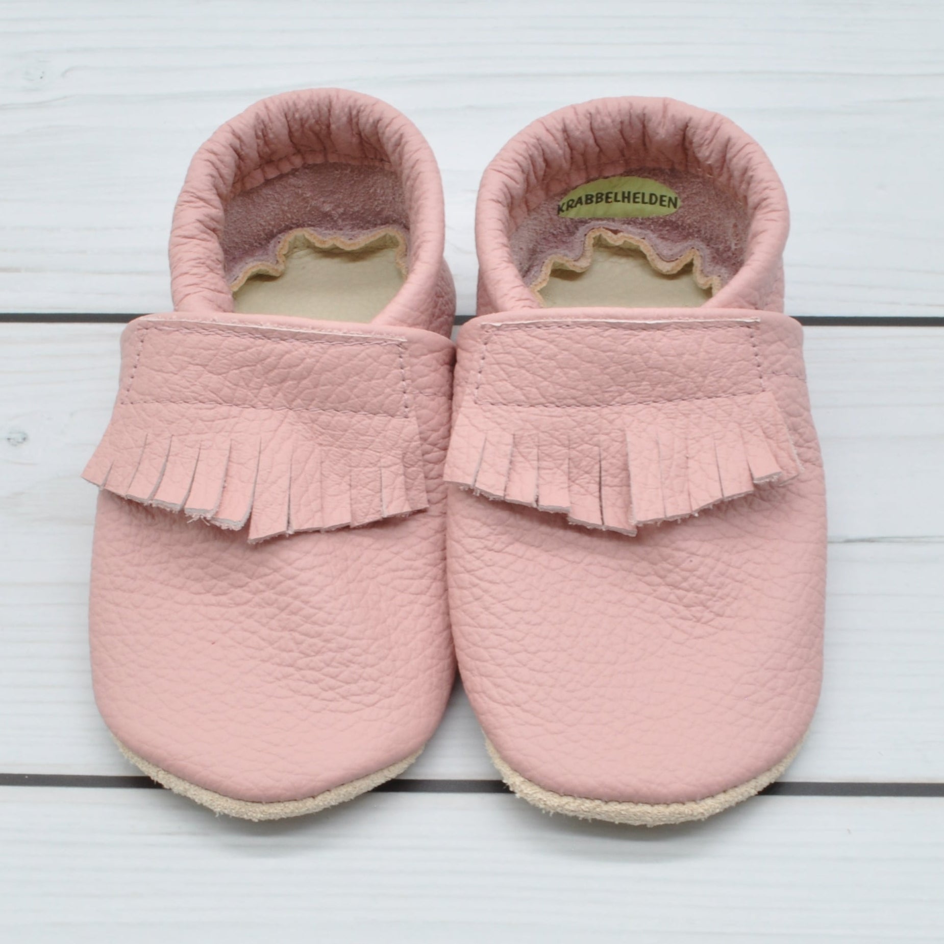 Krabbelschuhe in rosa im Moccasin Design in Größe 22