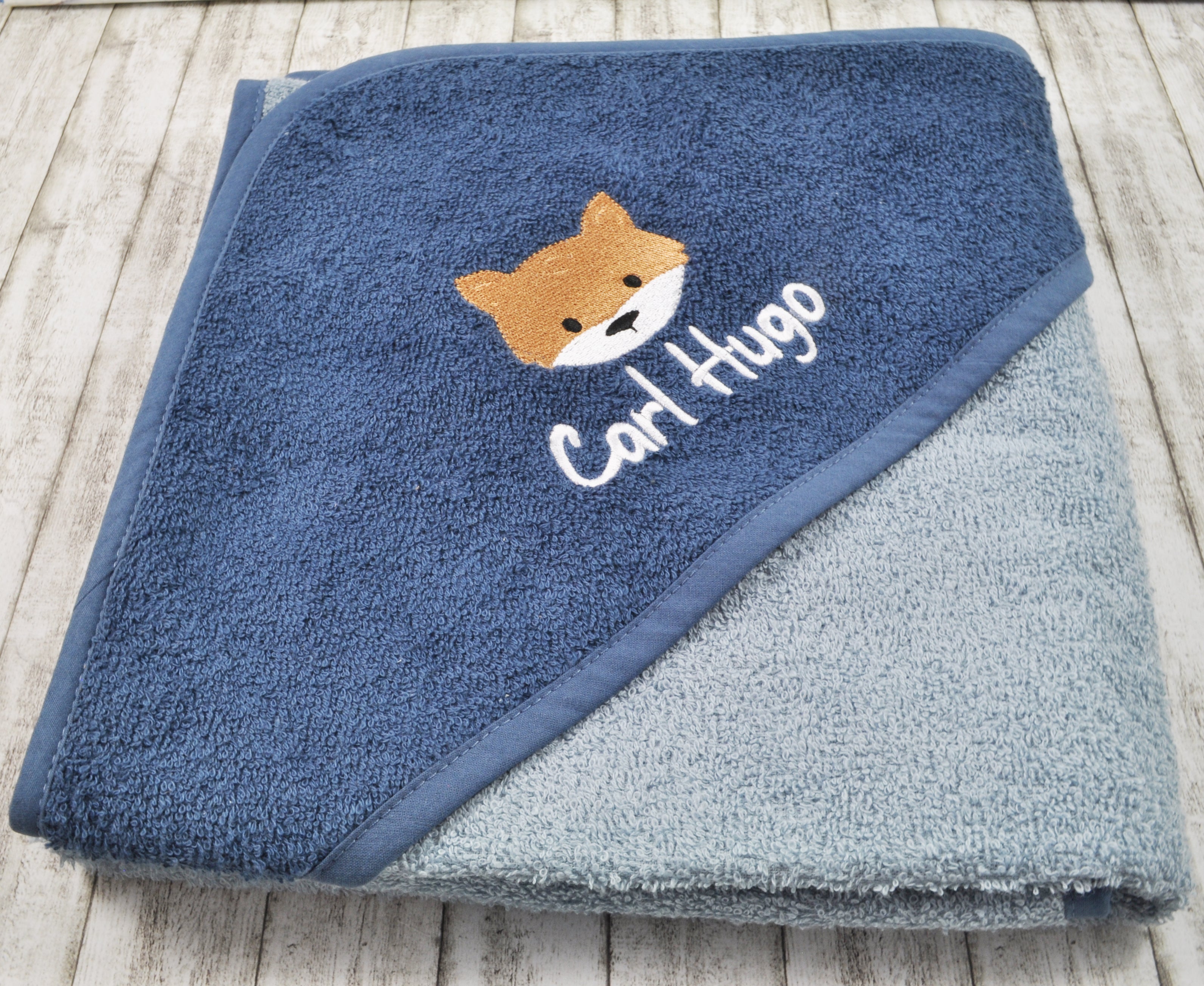 Personalisiertes Kapuzenhandtuch Fuchs mit Namen personalisiert
