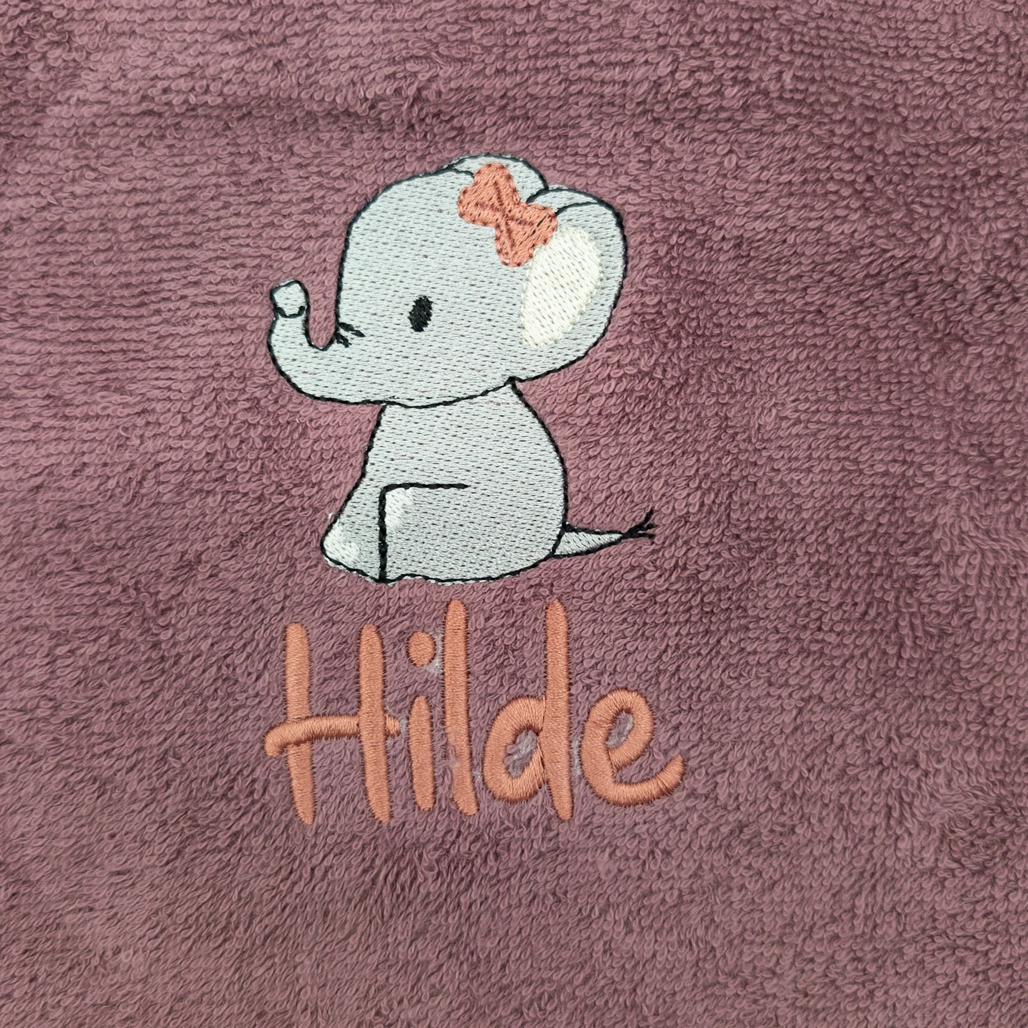 Lätzchen aus Frottee Elefant mit Schleife und Name personalisiert