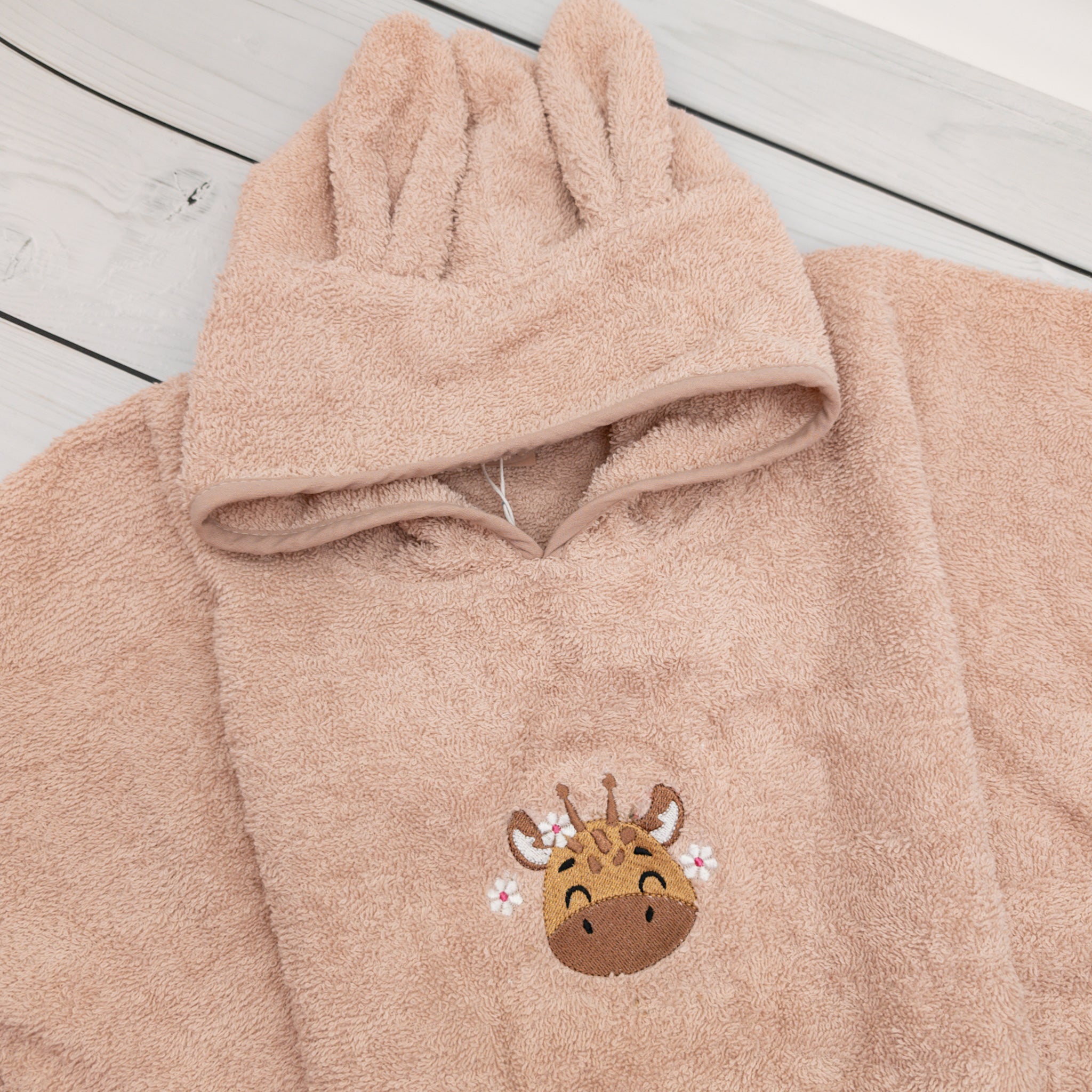 B-Ware Badeponcho in rosa mit Giraffe
