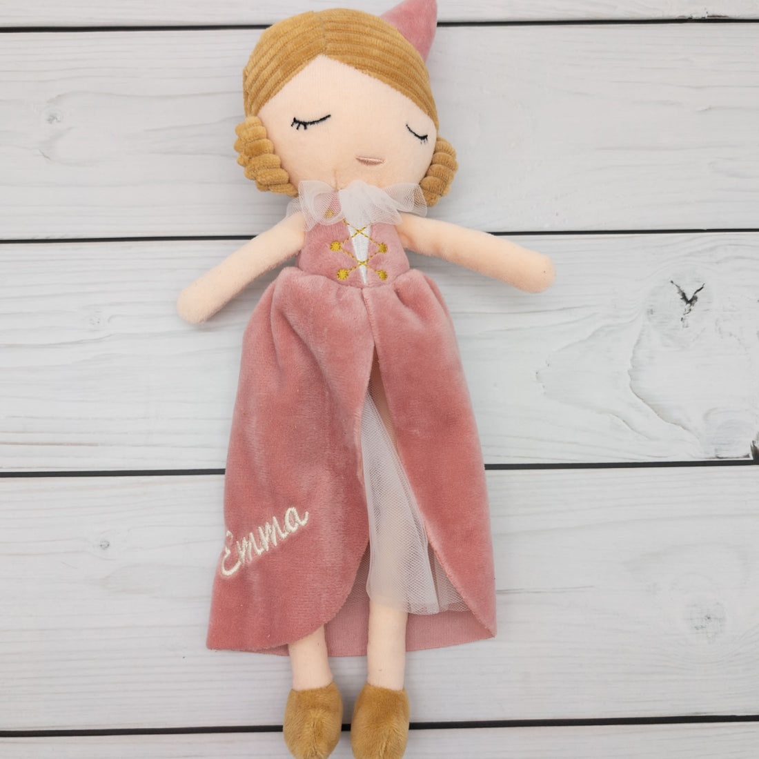 Personalisierte Prinzessind im rosa Kleid - mit Namen bestickt