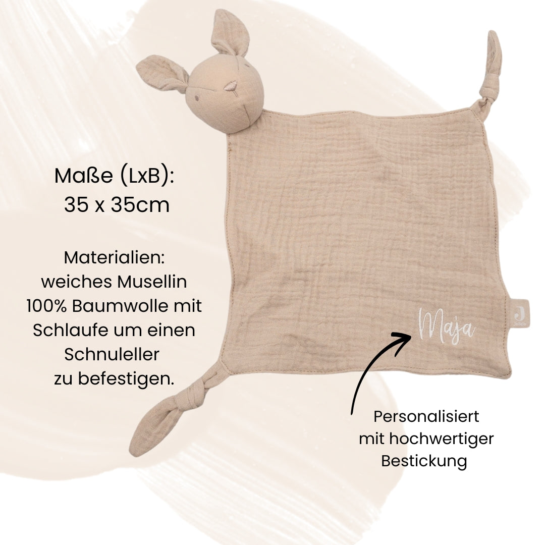 Schnuffeltuch Schmusetuch Hase grün mit Personalisierung für Babys