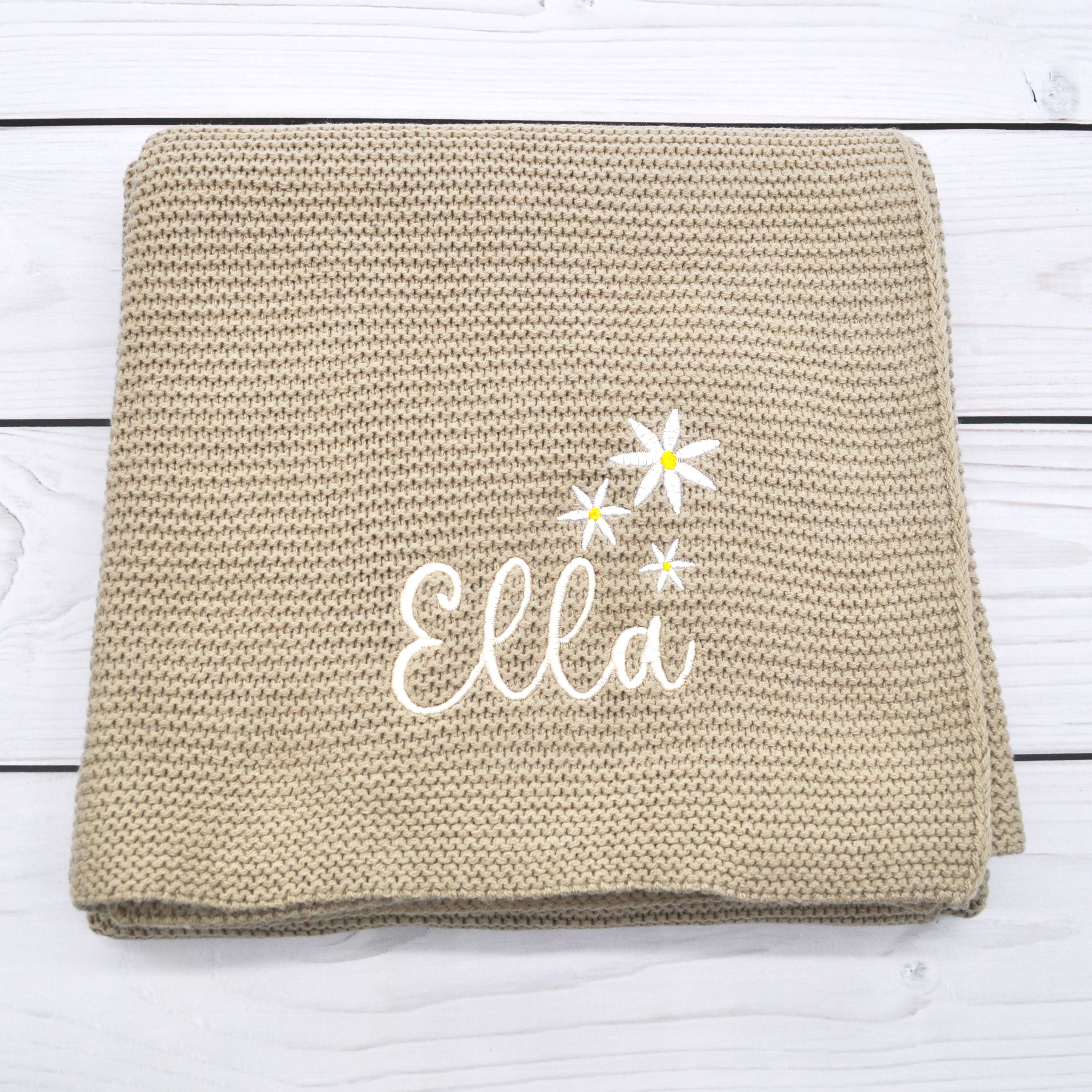 Personalisierte Babydecke mit Blumen für Babys - Schönes Geschenk zur Taufe