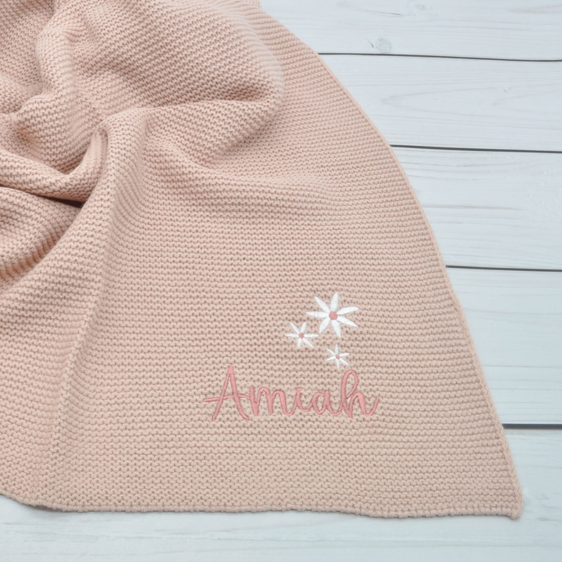 Personalisierte Babydecke in rosa für Babys 75x100cm - Schönes Geschenk zur Taufe