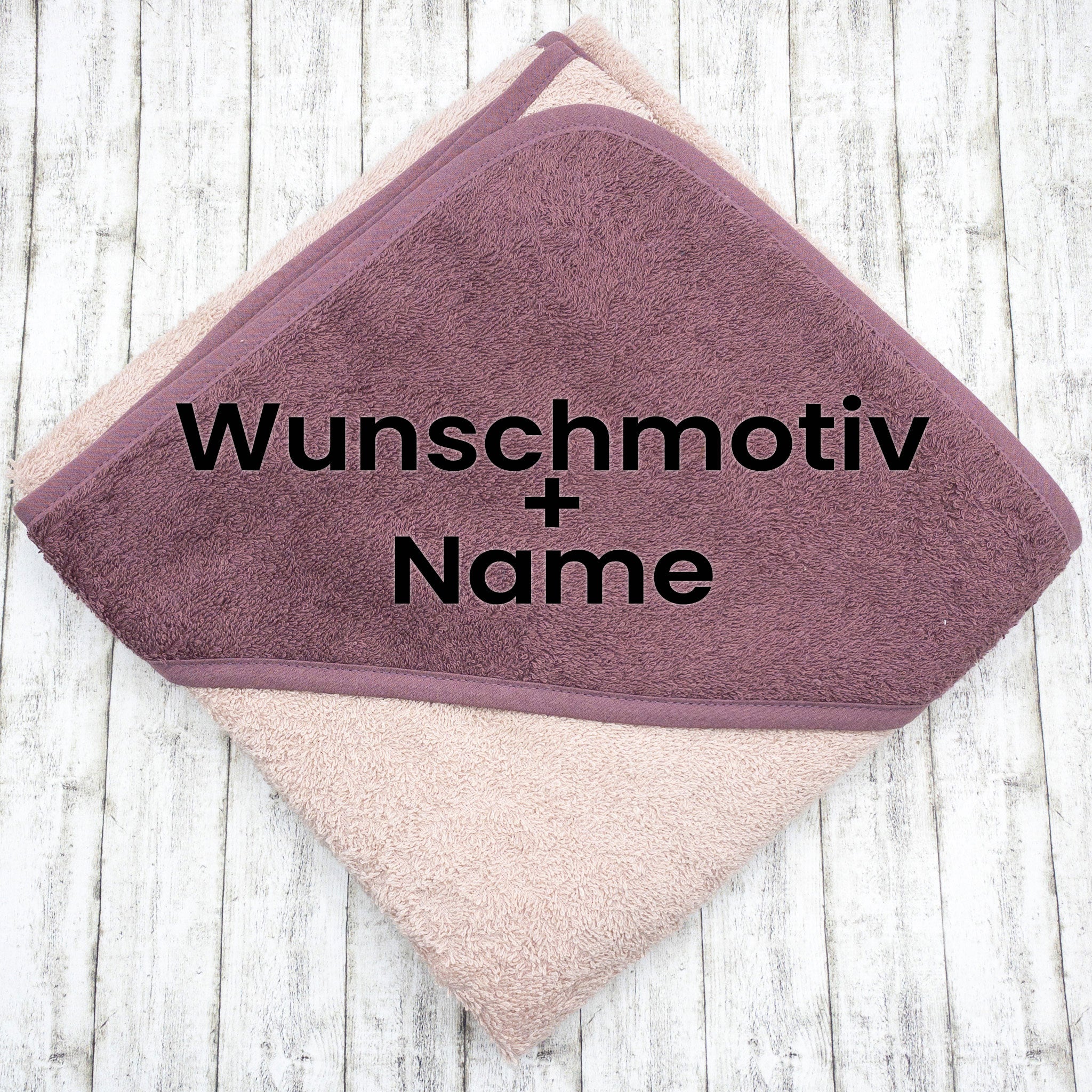 Personalisiertes Kapuzenhandtuch bestickt Wunschemotiv und Name - Größe 100x100cm