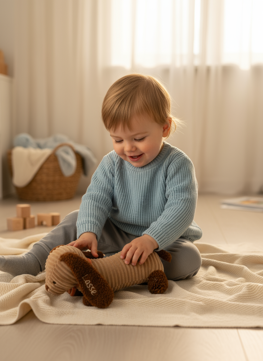 Personalisiertes Stoffdackel Kuscheltier mit Namen – Geschenk für Kinder & Hundeliebhaber – 35 cm Plüschhund – Deko Kinderzimmer