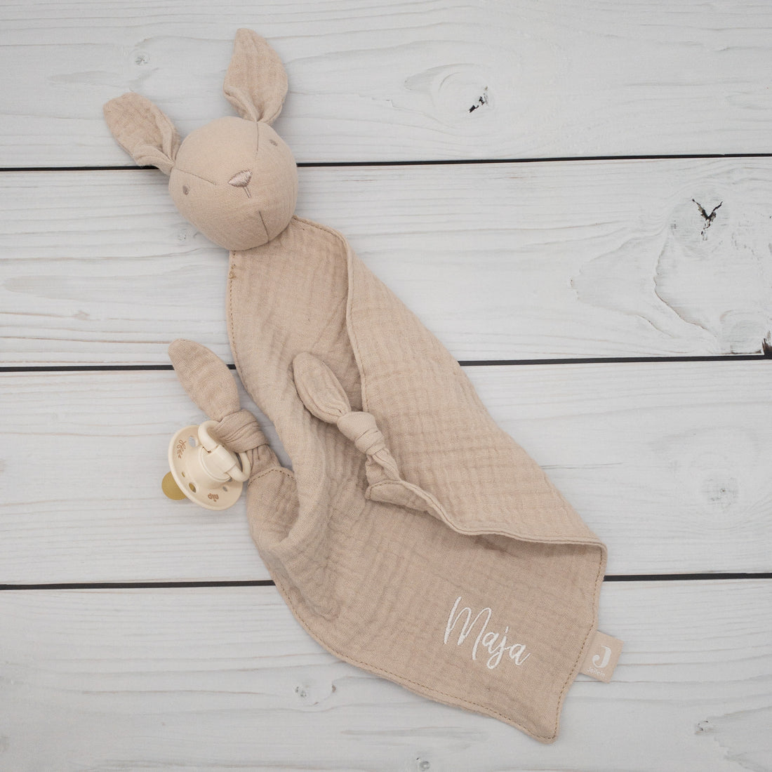Schnuffeltuch Schmusetuch Hase beige mit Personalisierung für Babys