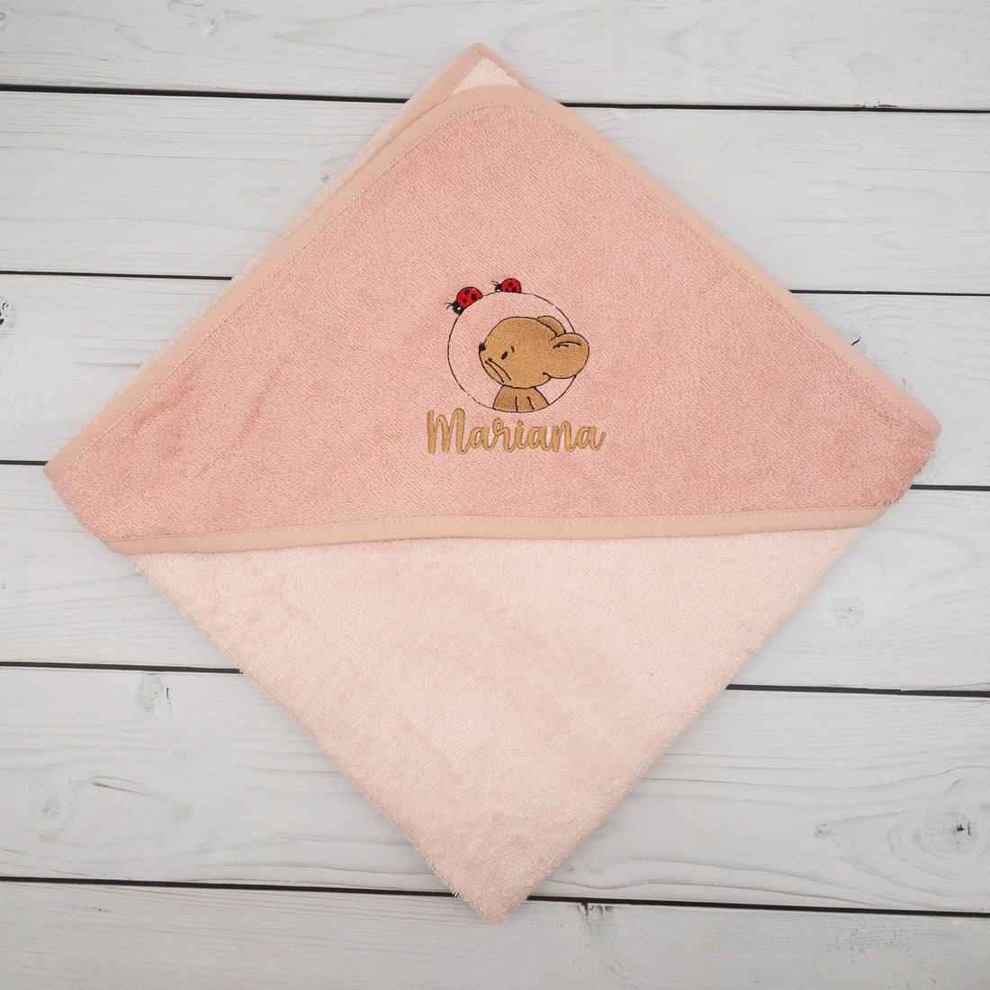 Kapuzenhandtuch mit Maus und  Namen personalisiert 100x100cm