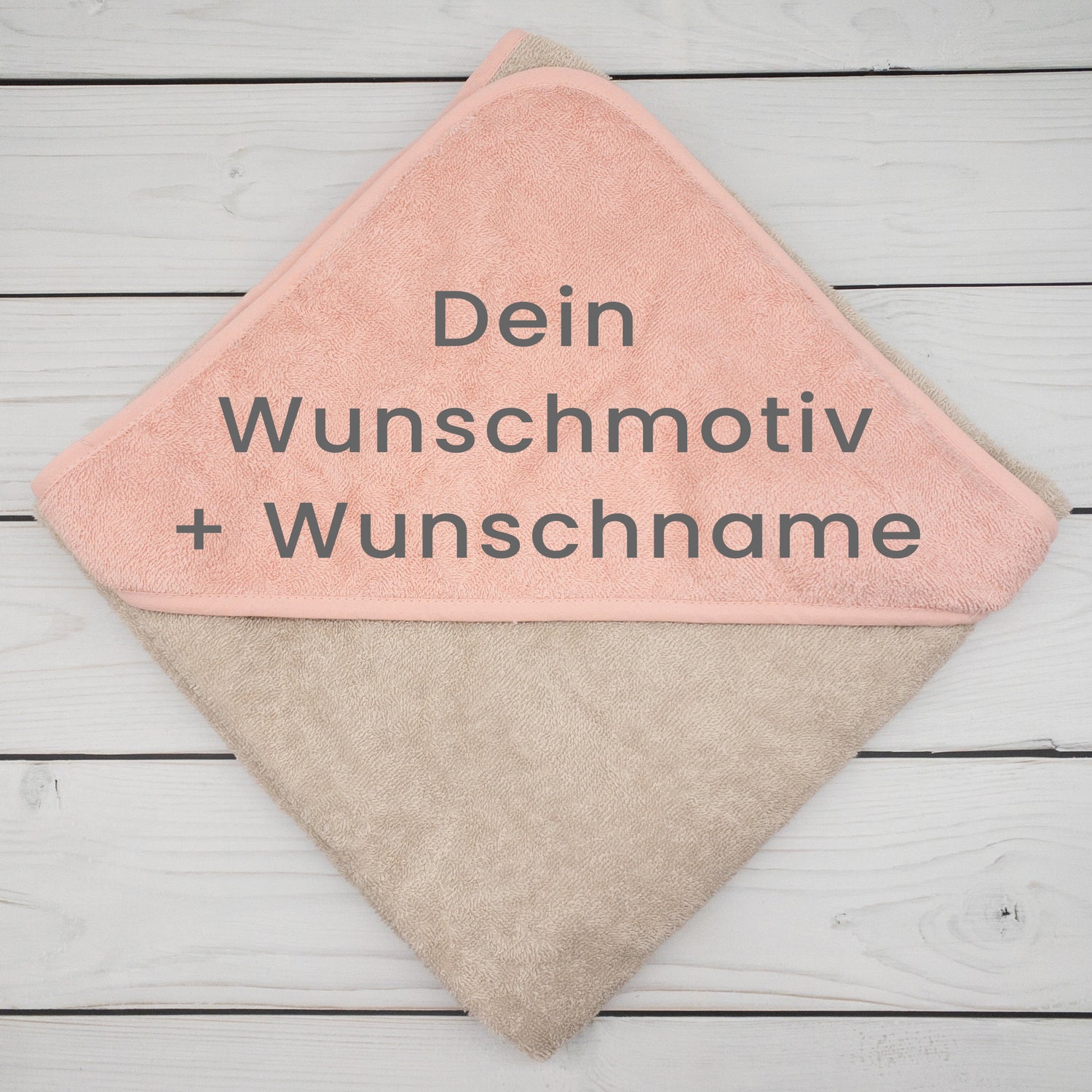 Personalisiertes Kapuzenhandtuch bestickt Wunschemotiv und Name - Größe 100x100cm