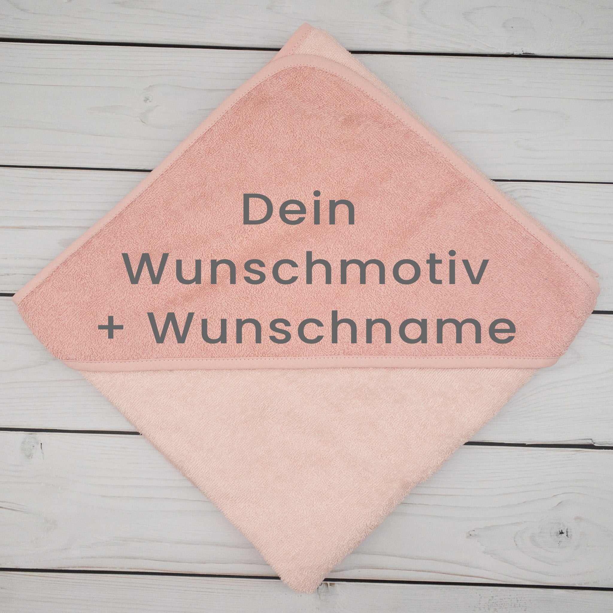 Personalisiertes Kapuzenhandtuch bestickt Wunschemotiv und Name - Größe 100x100cm