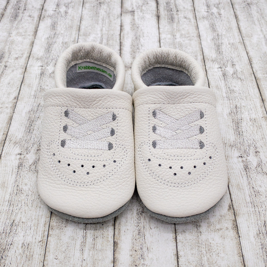 Krabbelschuhe Sneaker weiß Echtleder Babyschuhe Lederpuschen