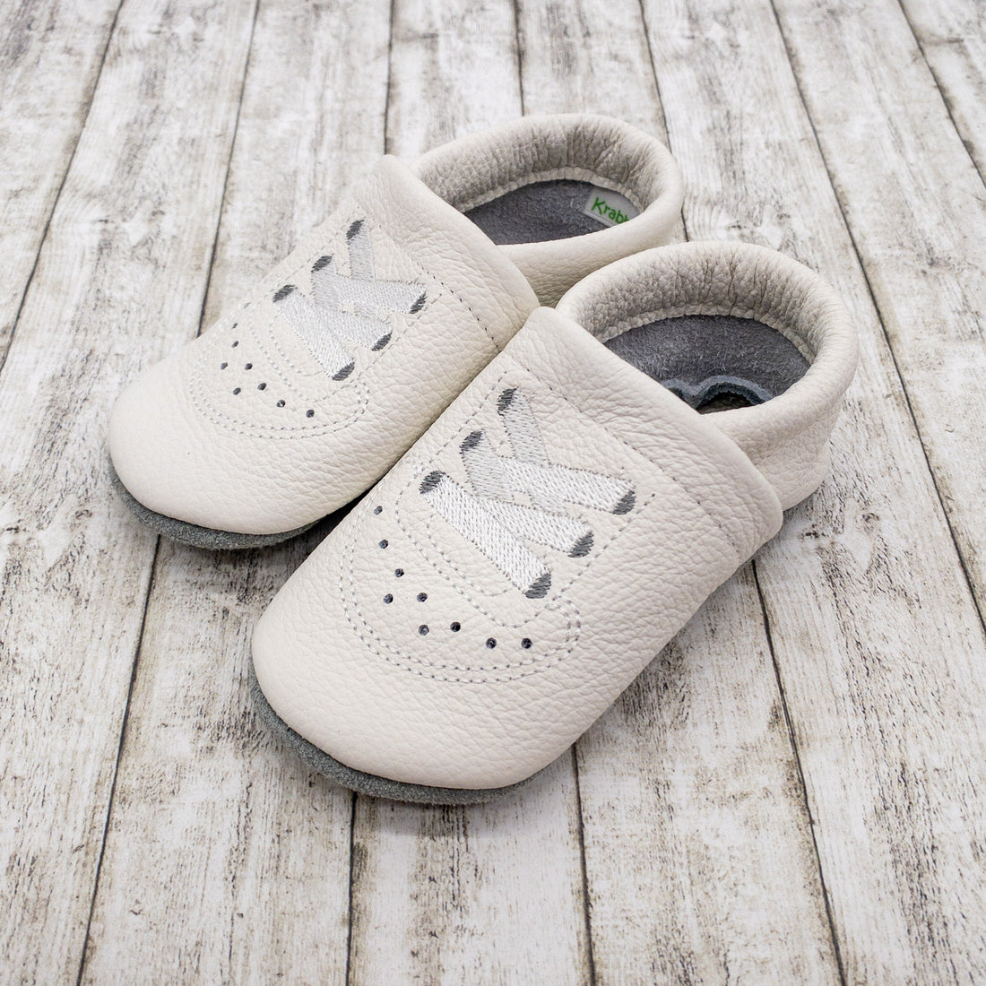 Krabbelschuhe Sneaker weiß Echtleder Babyschuhe Lederpuschen