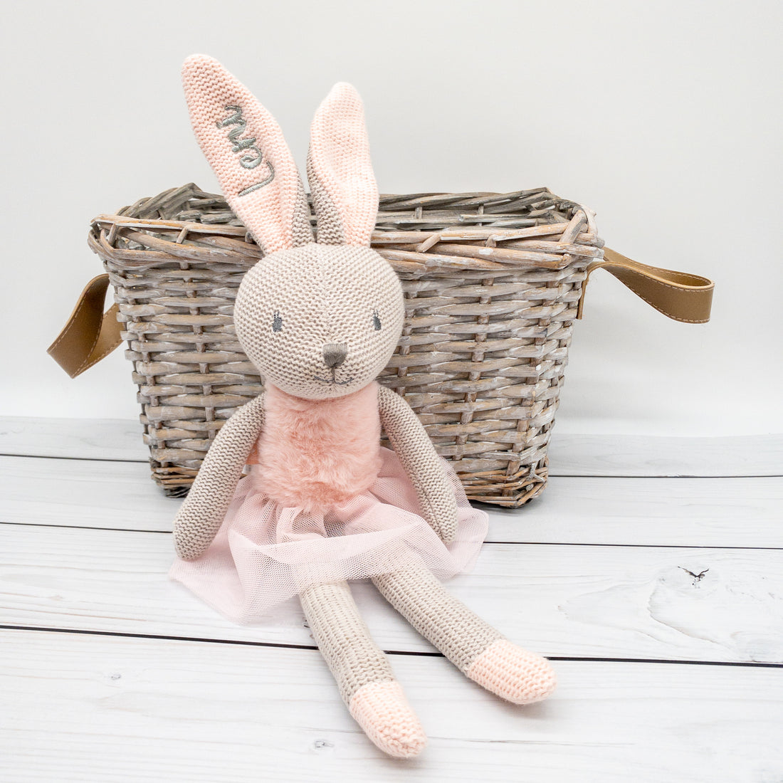 Schmusetier Hase Kuscheltier bestickt mit Name personalisiert