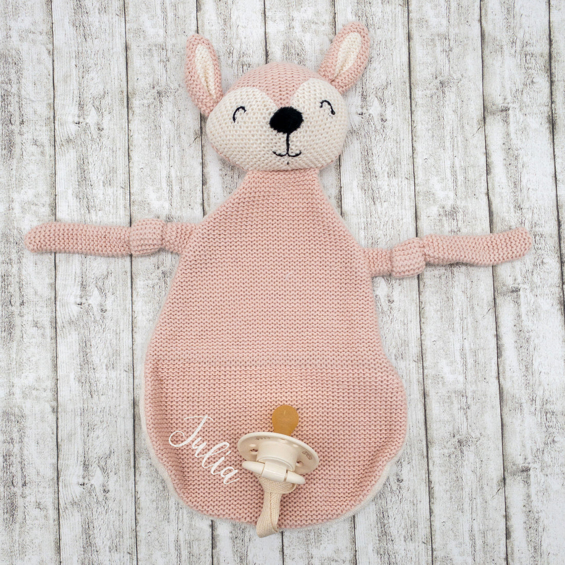 Schnuffeltuch Schmusetuch Reh rosa mit Personalisierung für Babys