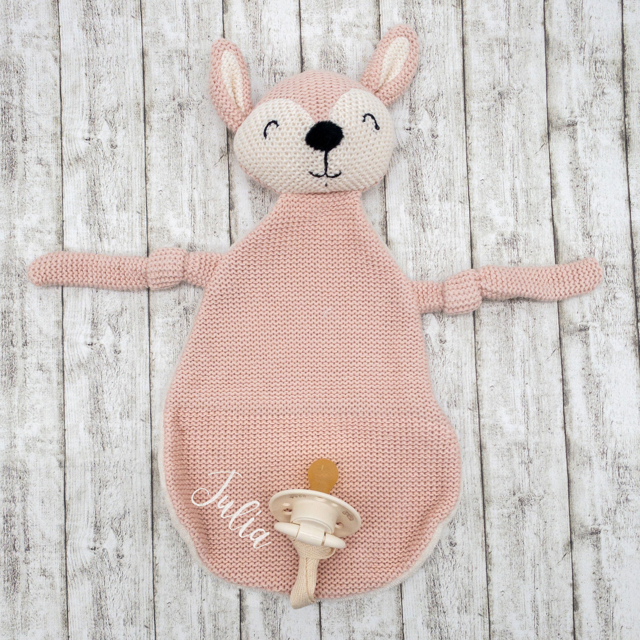 Schnuffeltuch Schmusetuch Reh rosa mit Personalisierung für Babys