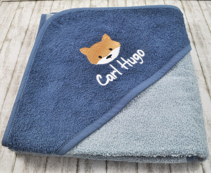 Personalisiertes Kapuzenhandtuch Fuchs mit Namen personalisiert