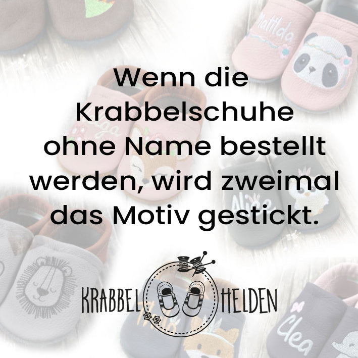 Krabbelschuhe mit Bär und Name bestickt