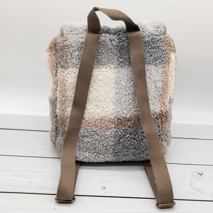 Teddy Kinder Rucksack kariert - personalisiert mit Namen - toller Kindergartenrucksack