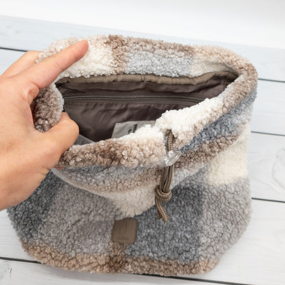 Teddy Kinder Rucksack kariert - personalisiert mit Namen - toller Kindergartenrucksack