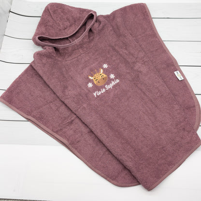 Badeponcho mit Giraffe mit  Blumen und Namen - Tolles Must Have für die Badezeit