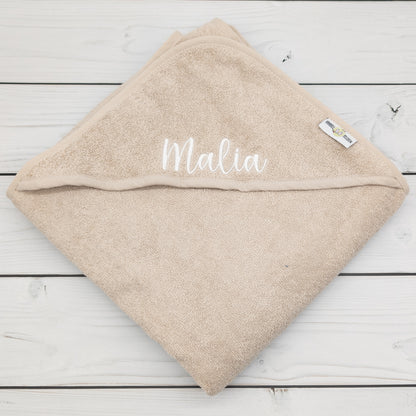 Kapuzenhandtuch bestickt mit Name - 3 Farben  100x100cm personalisiert