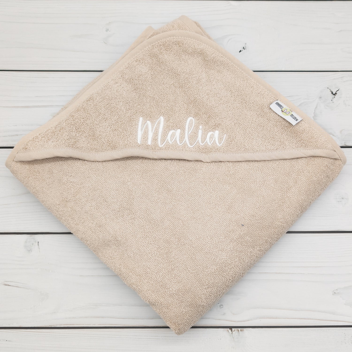 Kapuzenhandtuch bestickt mit Name - 3 Farben  100x100cm personalisiert