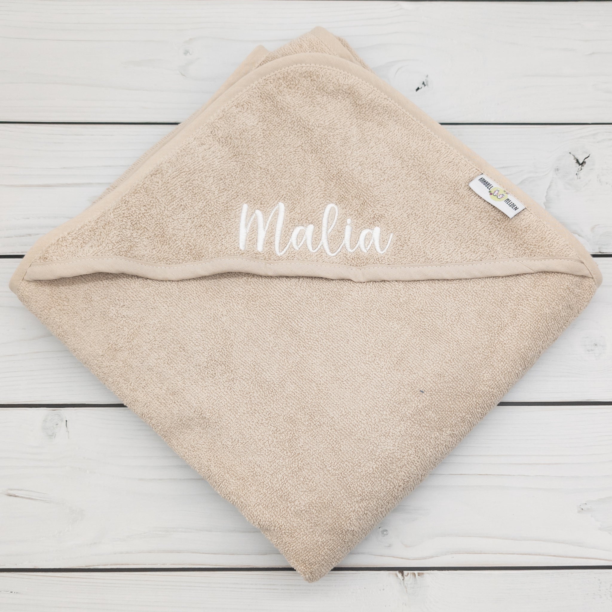 Kapuzenhandtuch bestickt mit Name - 3 Farben  100x100cm personalisiert