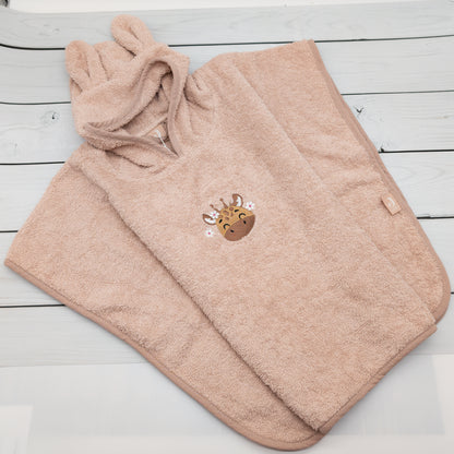 B-Ware Badeponcho in rosa mit Giraffe