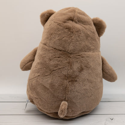 Kuscheltier brauner Bär mit Namen und Geburtsdaten in rosa bestickt