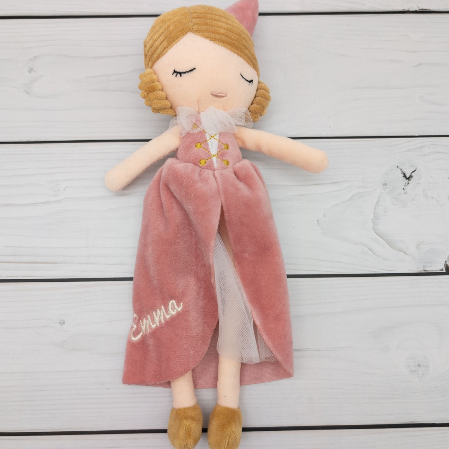 Personalisierte Prinzessind im rosa Kleid - mit Namen bestickt