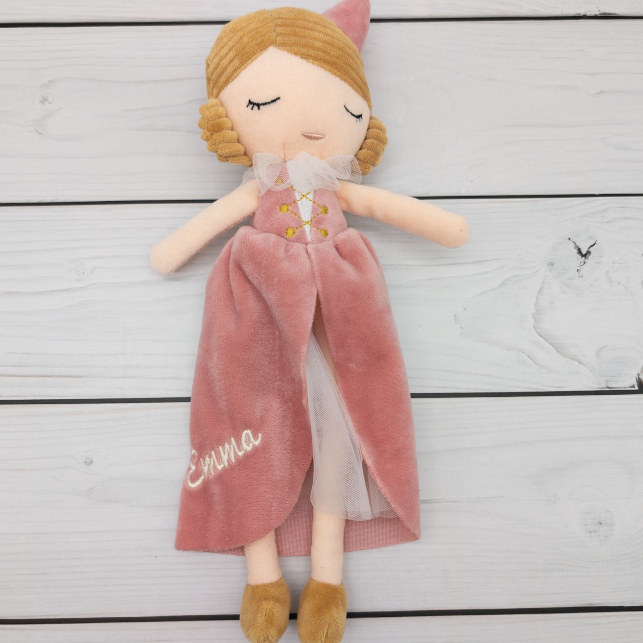 Personalisierte Prinzessind im rosa Kleid - mit Namen bestickt