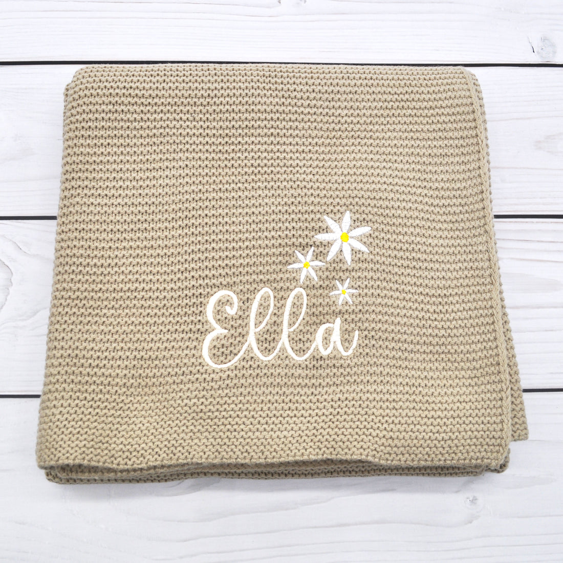 Personalisierte Babydecke mit Blumen für Babys 75 x 100cm - Schönes Geschenk zur Taufe