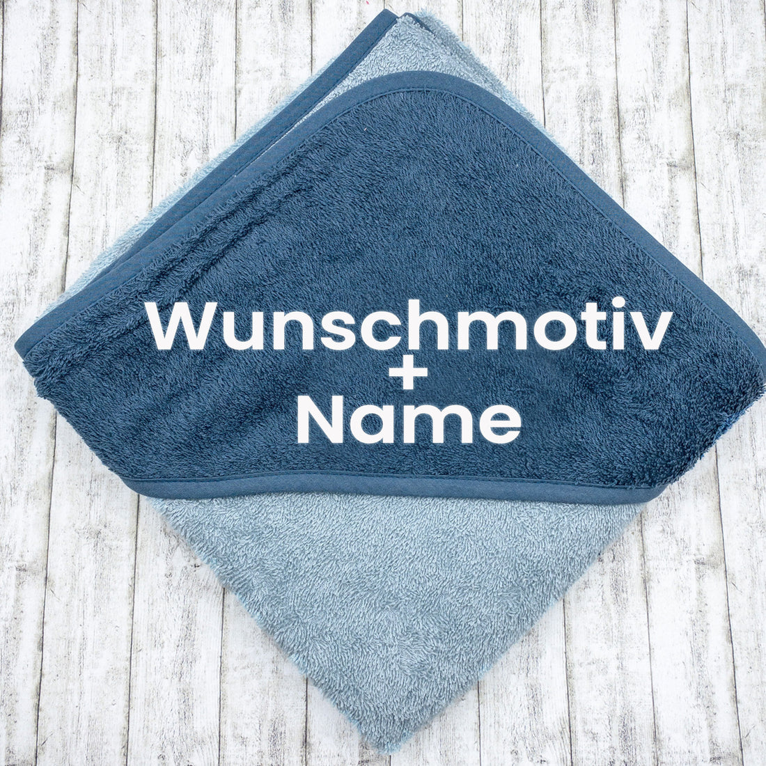 Personalisiertes Kapuzenhandtuch bestickt Wunschemotiv und Name - Größe 100x100cm