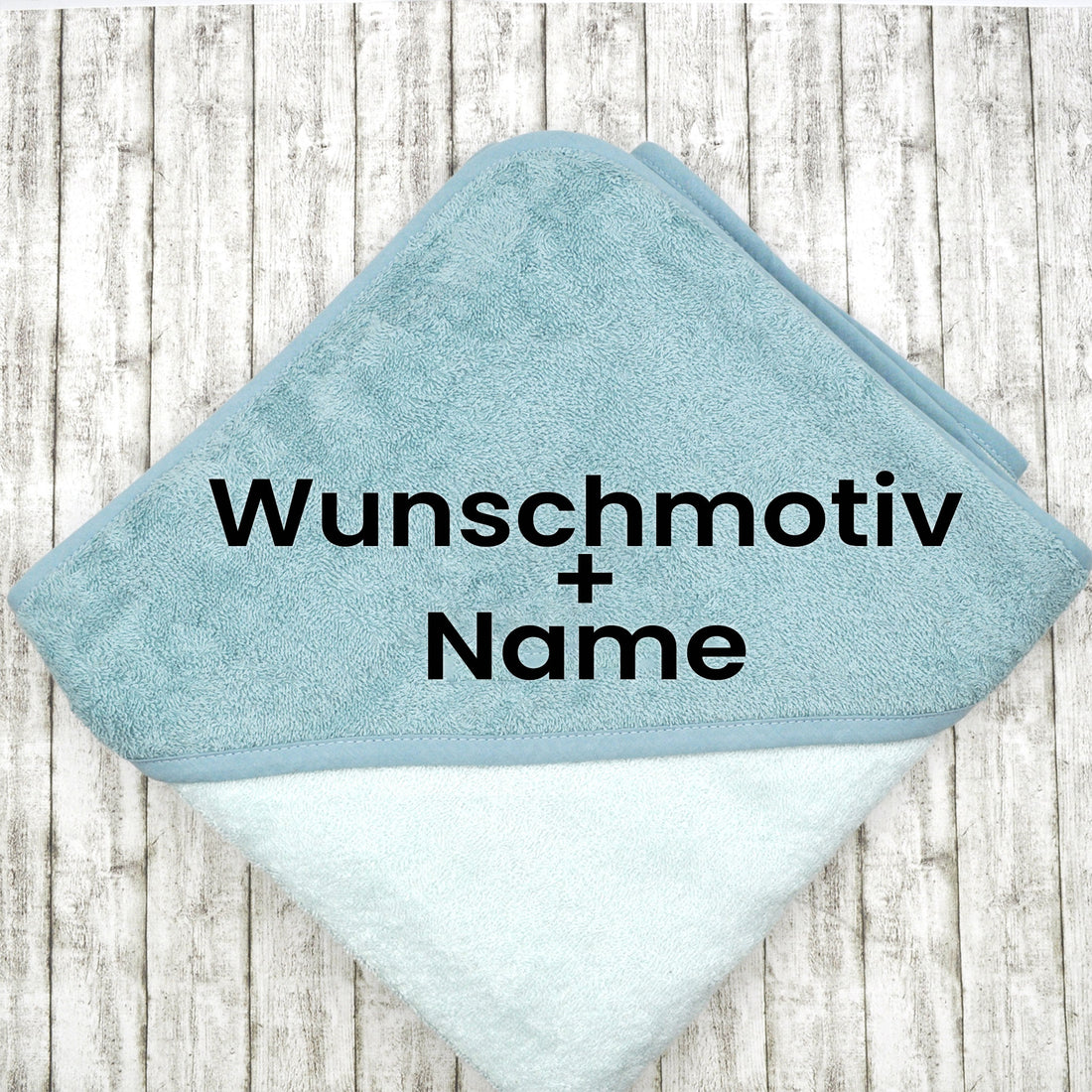 Personalisiertes Kapuzenhandtuch bestickt Wunschemotiv und Name - Größe 100x100cm